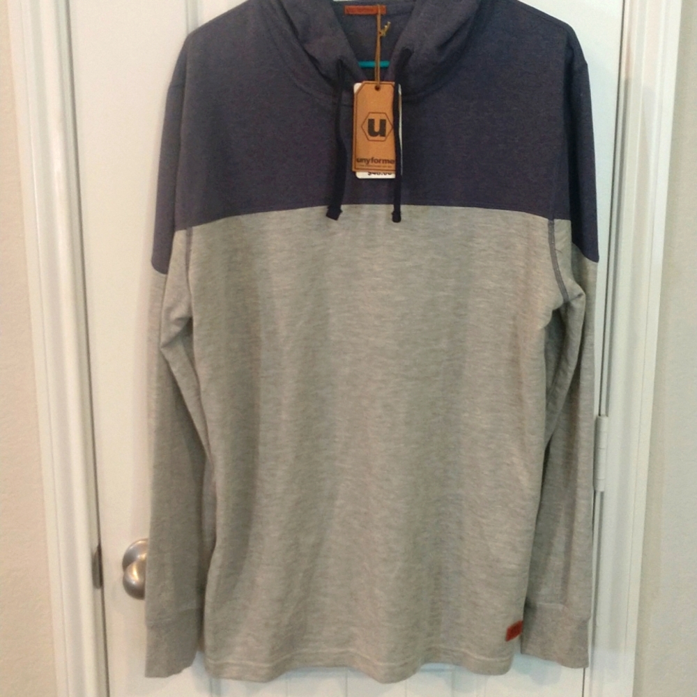 NWT Uniformed Men's Large Lightweight Hoodie Navy and Gray